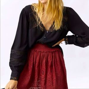 NWT ANTHROPOLOGIE Forever That Girl Puff-Sleeved Lace Blouse S